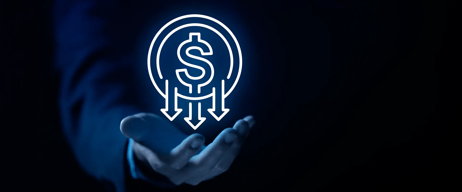 ícone do $ caindo sinalizando baixo volume